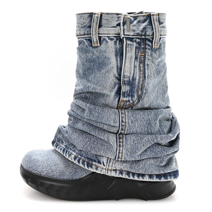 Givenchy Boyfriend Denim Shark Lock Biker Ankle Boots 40 Medium Blue 1 of 8