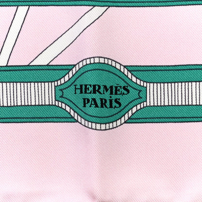 Hermes Silk Les Nouveaux Amoureux de Paris Scarf 90 Rose Pale Menthol 4 of 6