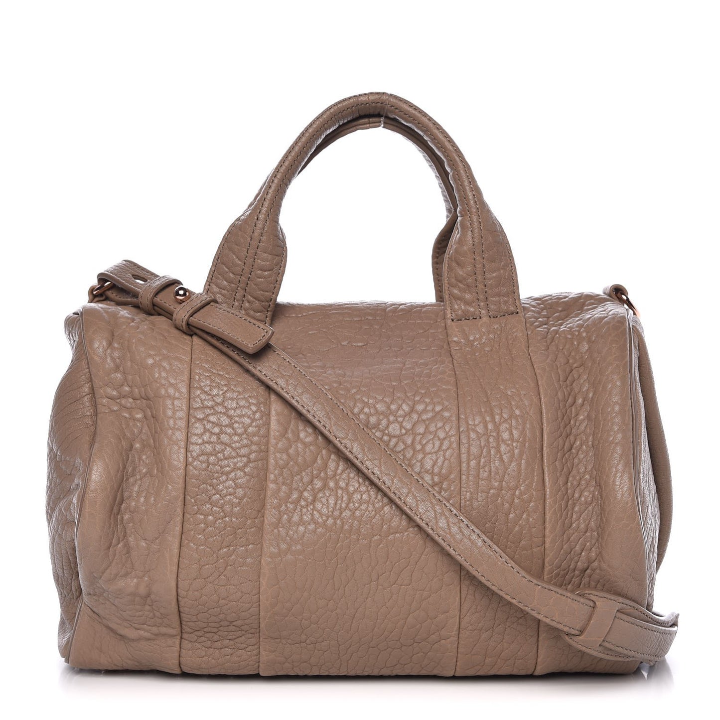 Pebbled Lambskin Rocco Latte Rose Gold Hardware