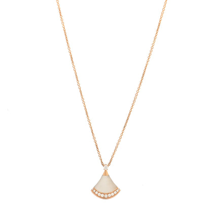 Bulgari 18K Rose Gold Diamond Mother of Pearl Divas' Dream Pave Pendant Necklace 1 of 5