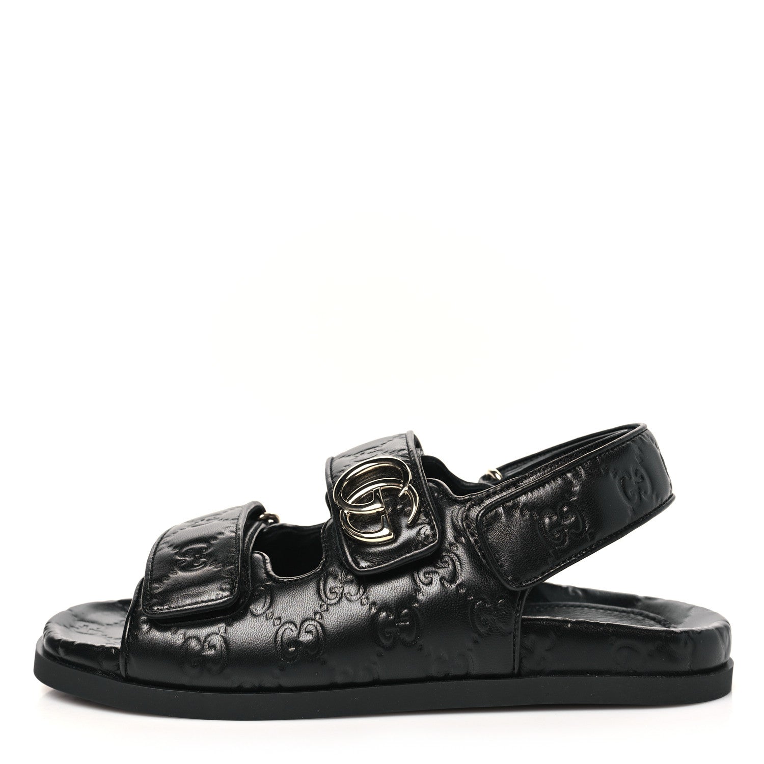 Gucci Guccissima GG Embossed Womens Sandals 36.5 Black 1 of 9