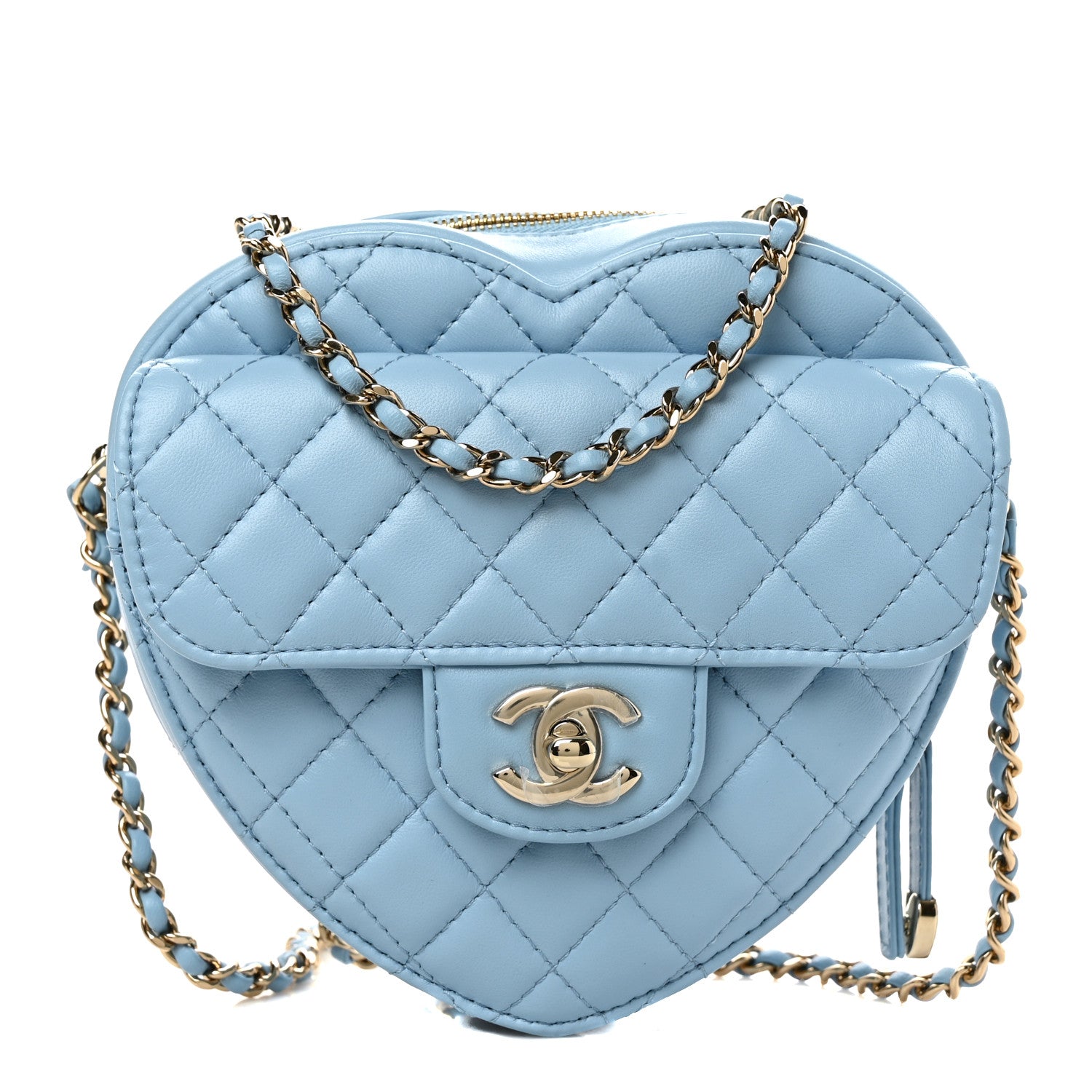 Chanel Lambskin Quilted CC In Love Heart Bag Light Blue 1 of 8
