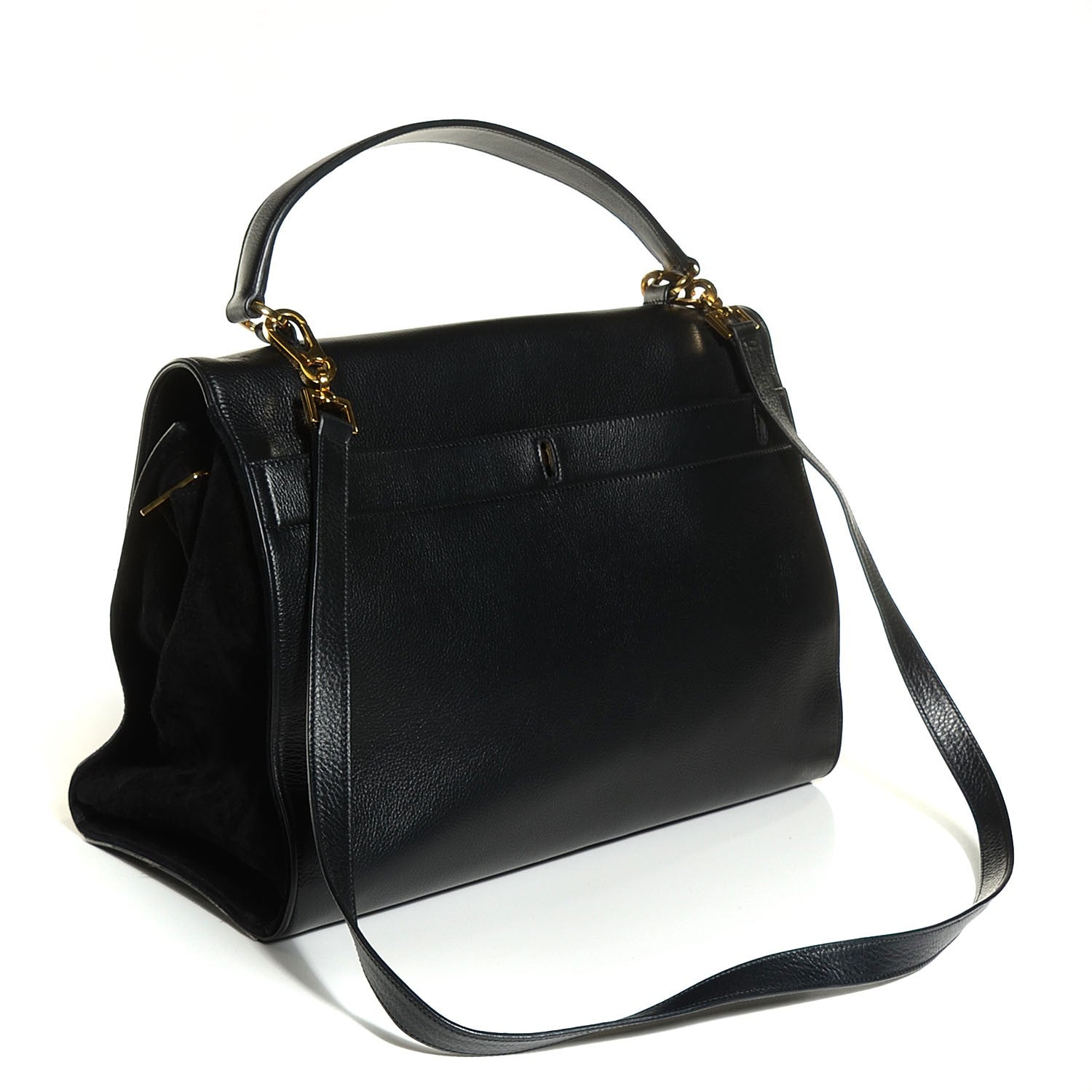 Saint Laurent Calfskin Suede Large Muse Two Black 4 of 9