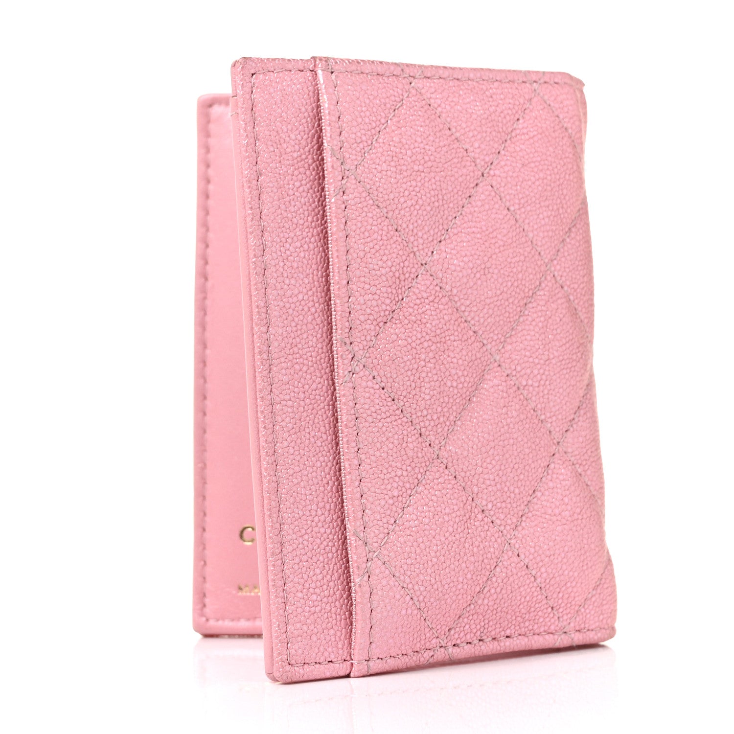 Chanel Iridescent Caviar Quilted Card Holder Wallet Rose Pink 3 of 9