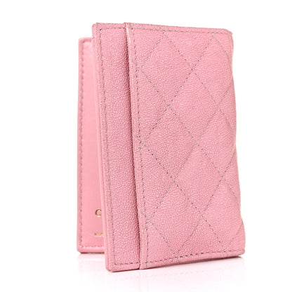 Chanel Iridescent Caviar Quilted Card Holder Wallet Rose Pink 3 of 9