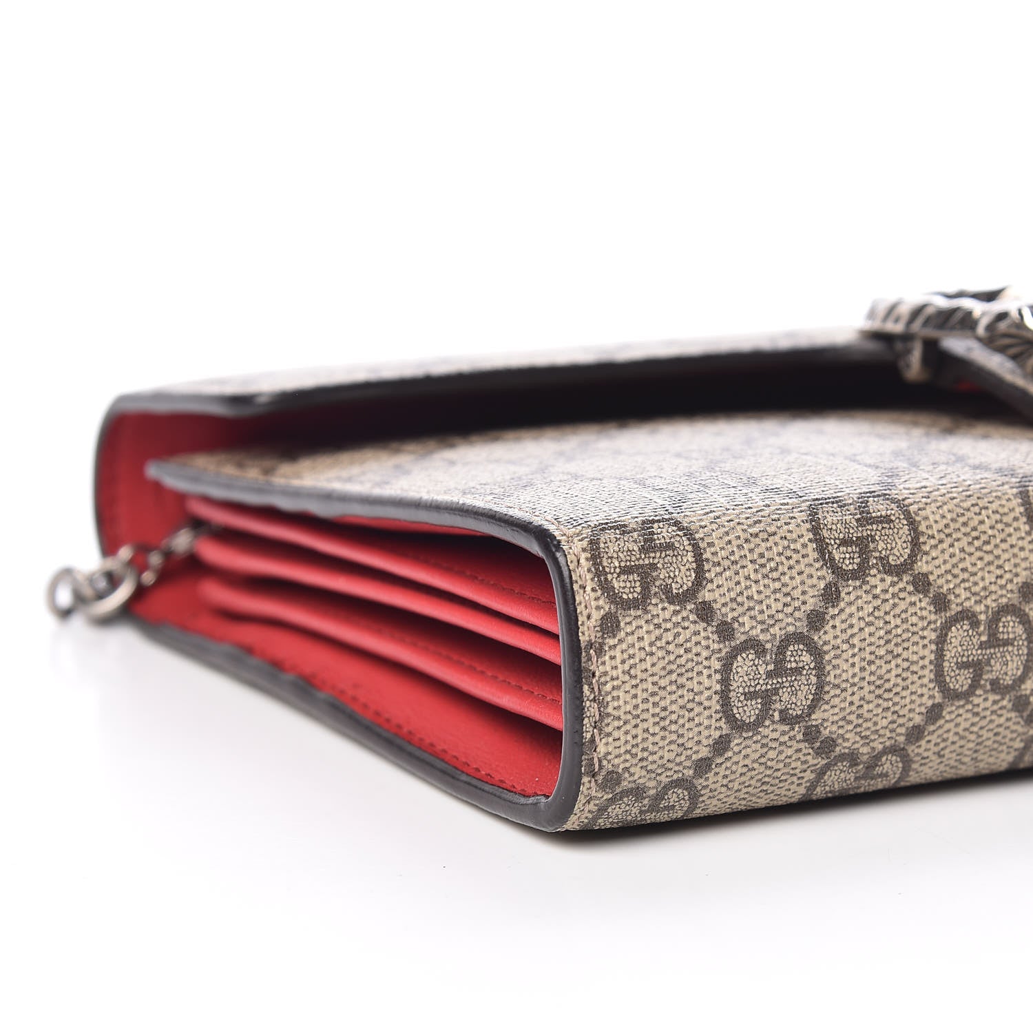 Gucci GG Supreme Monogram Mini Dionysus Chain Wallet Beige Vulcanic Red 8 of 10