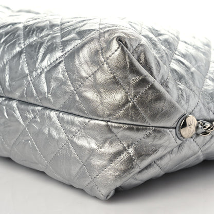 Chanel Metallic Crackled Calfskin Quilted Hobo Silver 9 of 9