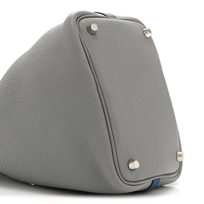 Hermes Taurillon Clemence Picotin Lock 18 PM Gris Mouette Bleu Agate 9 of 10