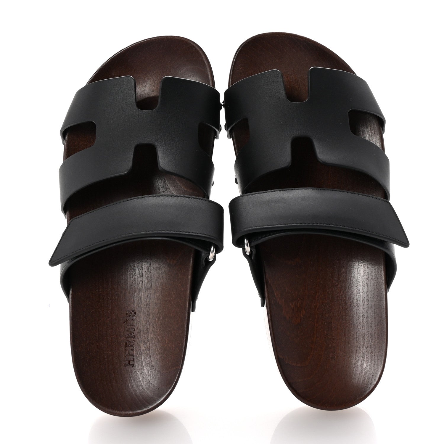 Hermes Calfskin Womens Kos Clog 37 Black 2 of 10