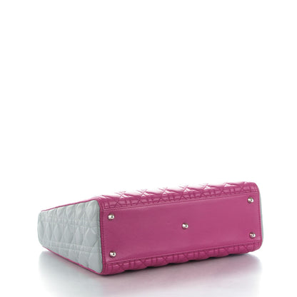 Christian Dior Lambskin Cannage Large Tri-Color Lady Dior Toxic Purple Grey Light Blue 4 of 12