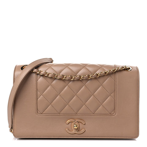 Sheepskin Quilted Vintage Mademoiselle Flap Beige