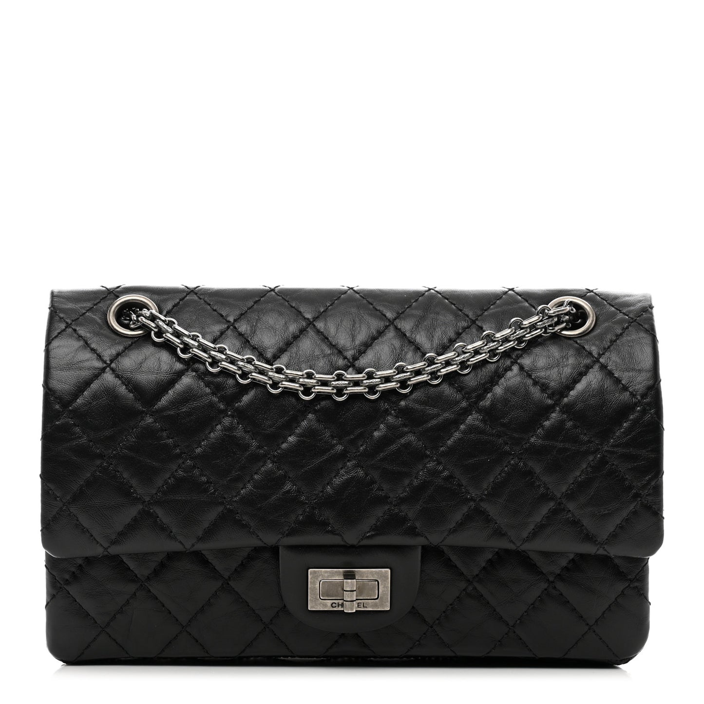Aged Calfskin Quilted 2.55 Reissue 225 Flap Black