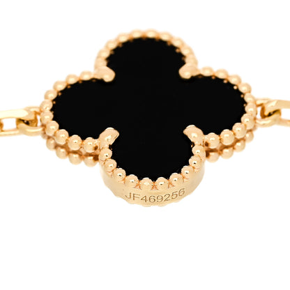 Van Cleef & Arpels 18K Yellow Gold Black Onyx 5 Motifs Vintage Alhambra Bracelet 4 of 5