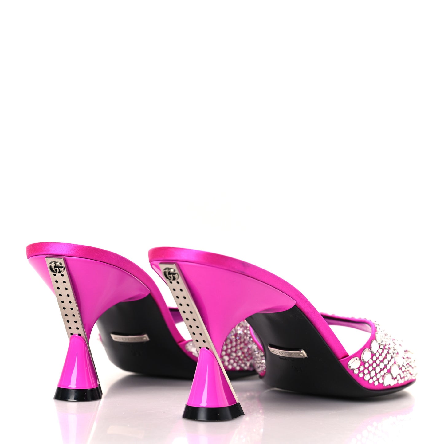 Satin Crystal 65mm Slide Sandals 37 Fuchsia