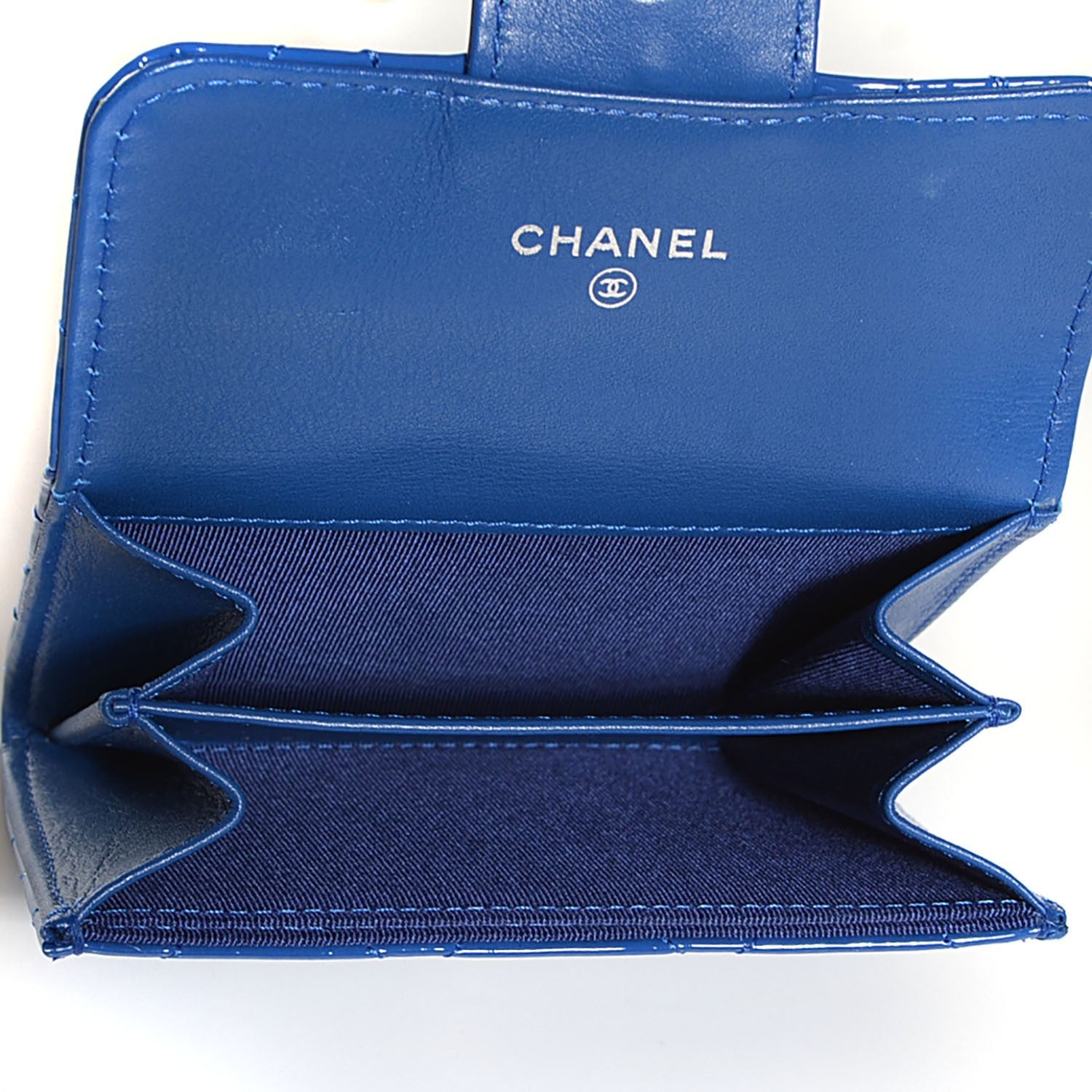 Chanel Patent Quilted Coin Purse Dark Blue 5 of 8