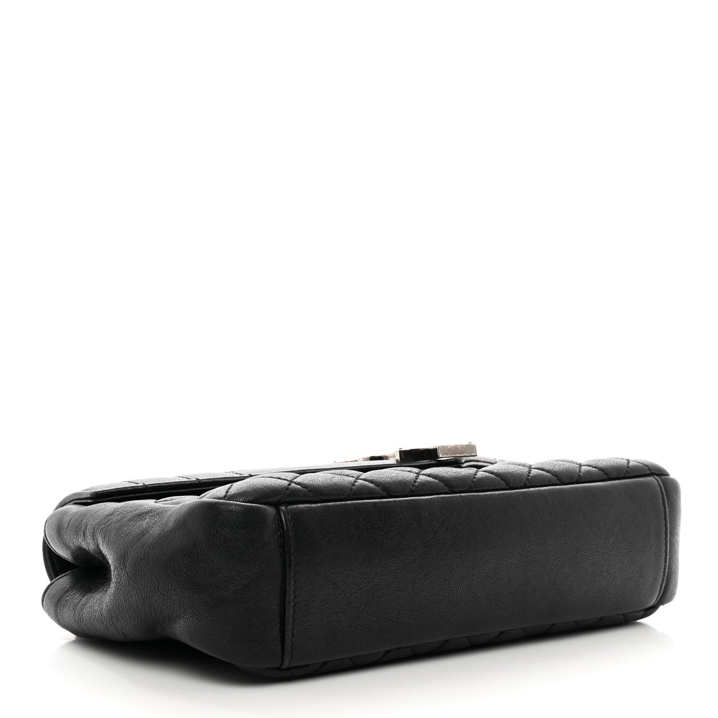 Sheepskin Tri-Quilt Monogram Medium College Bag Black