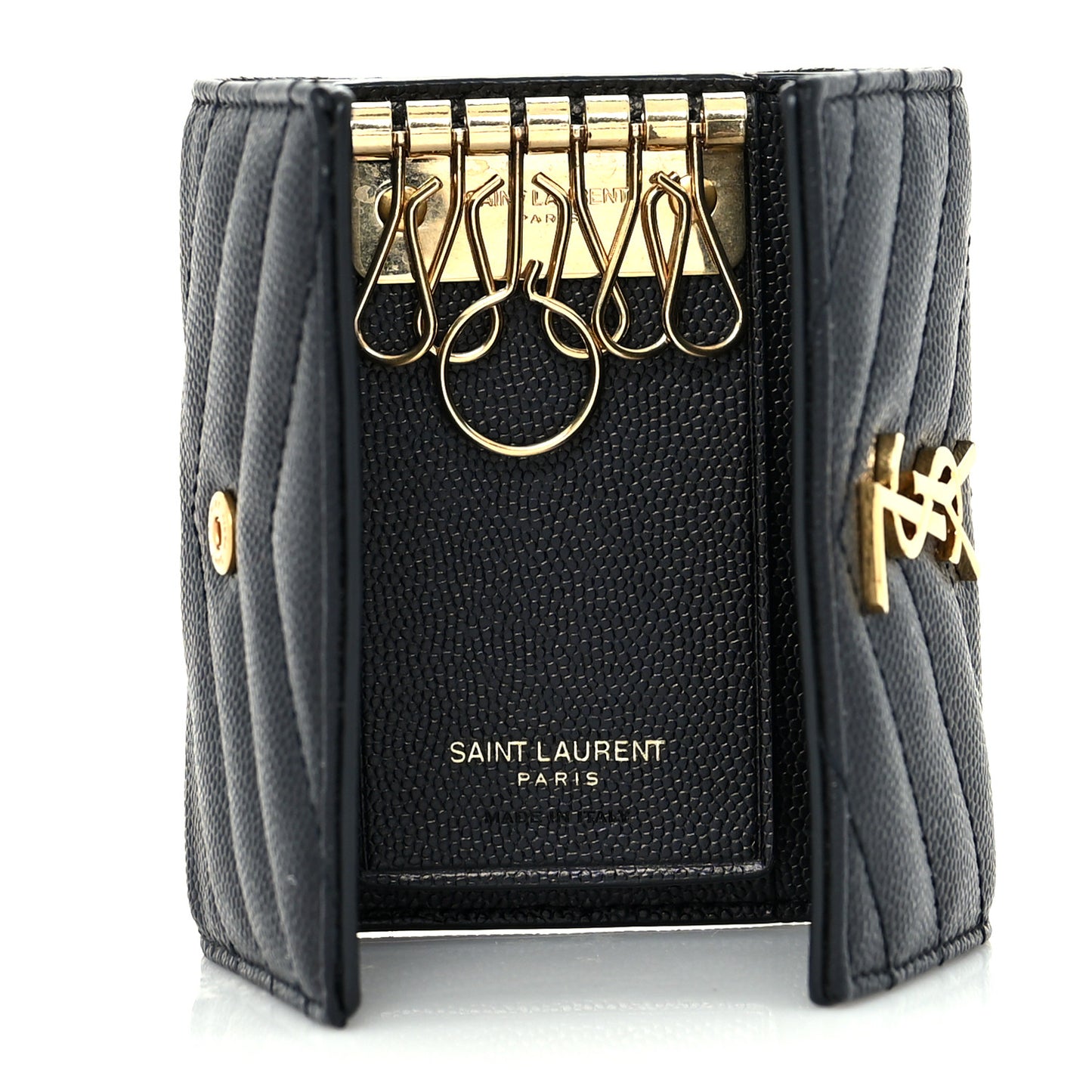 Grain De Poudre Matelasse Cassandre Monogram Slim Key Case Black