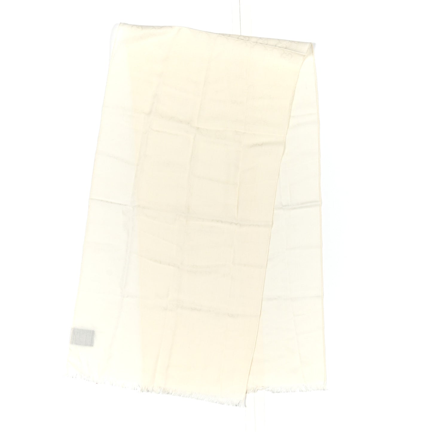 Wool Silk GG Monogram GGNat Fringe Scarf White