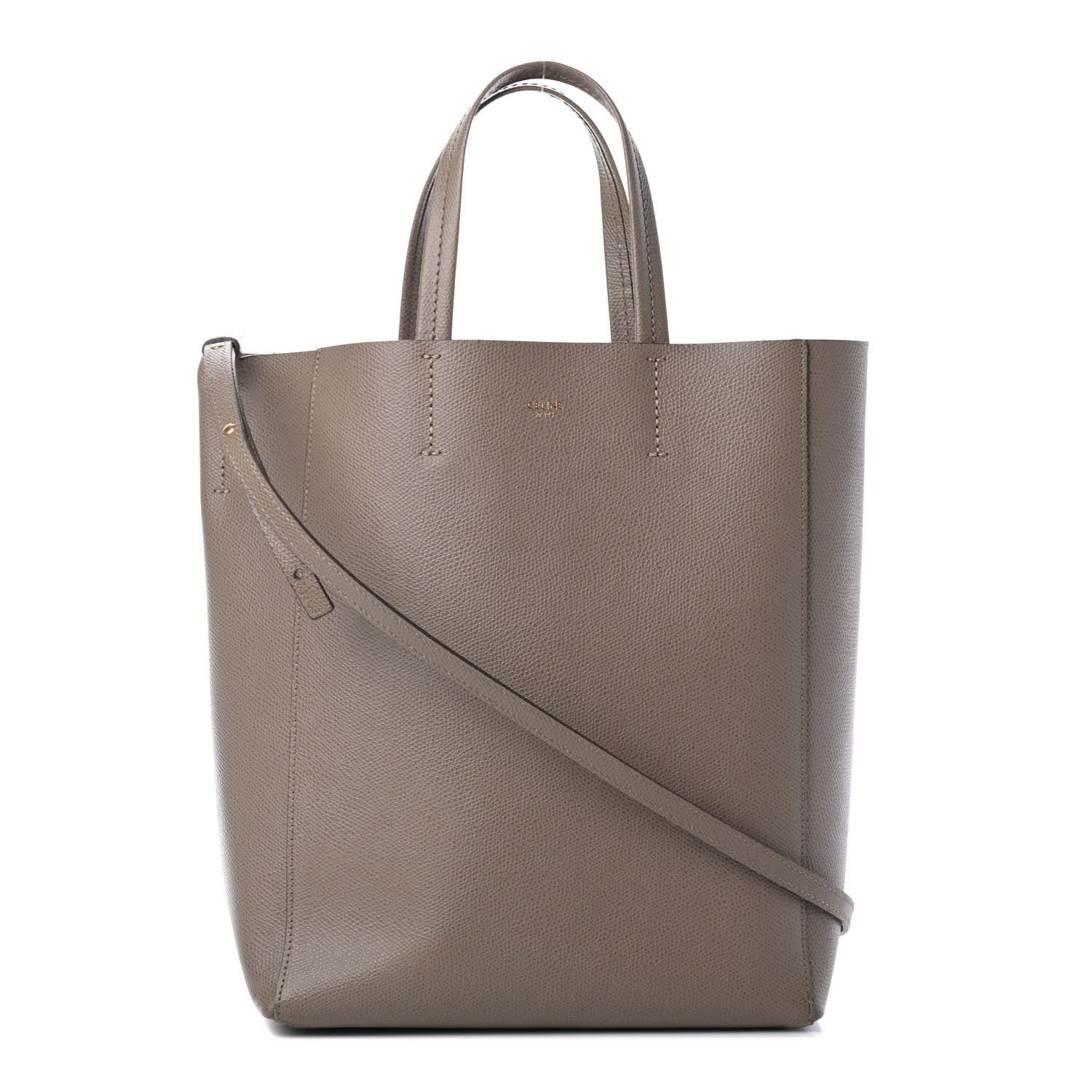 Celine Grained Calfskin Small Vertical Cabas Taupe 1 of 4