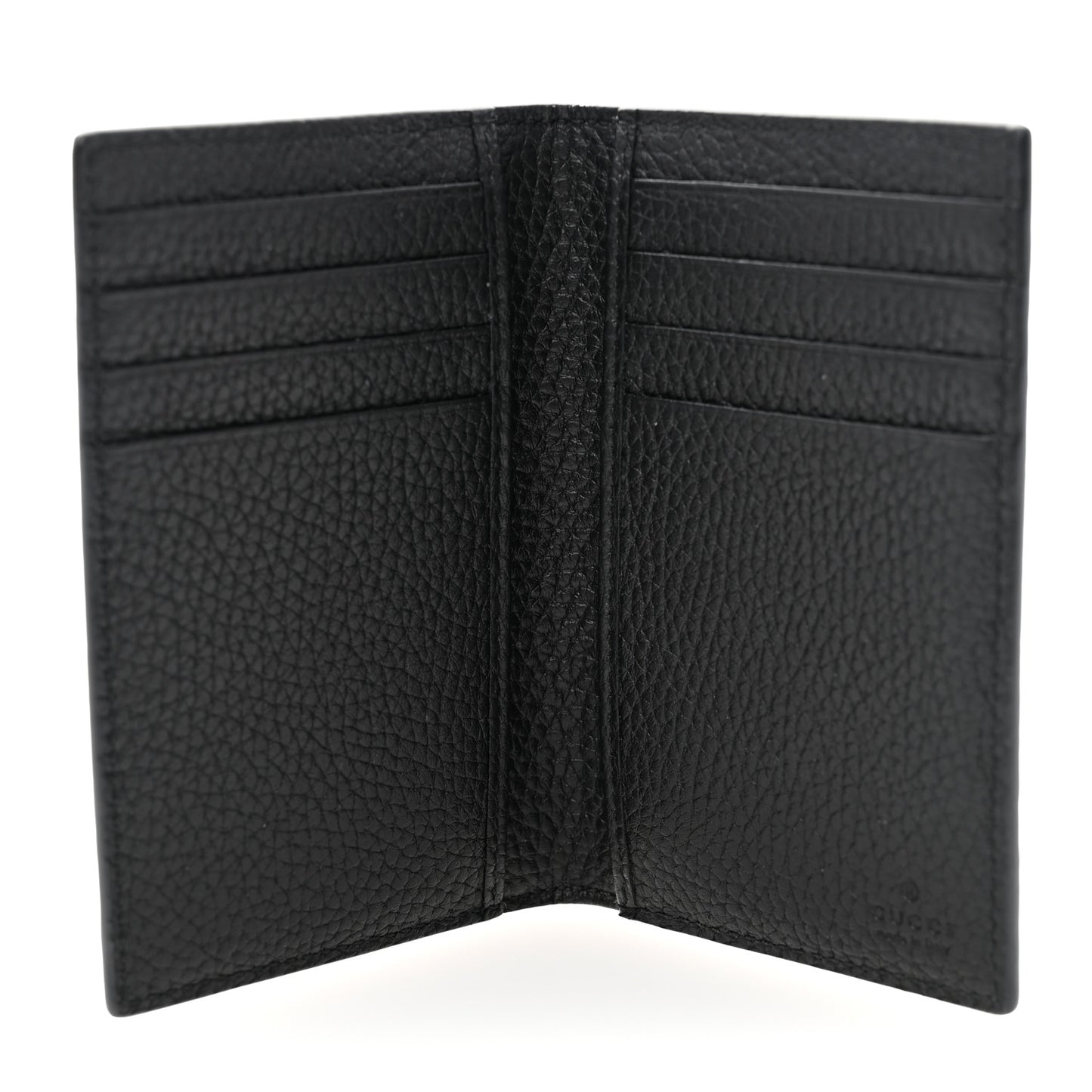 Piuma Calfskin Jumbo GG Embossed Card Case Black