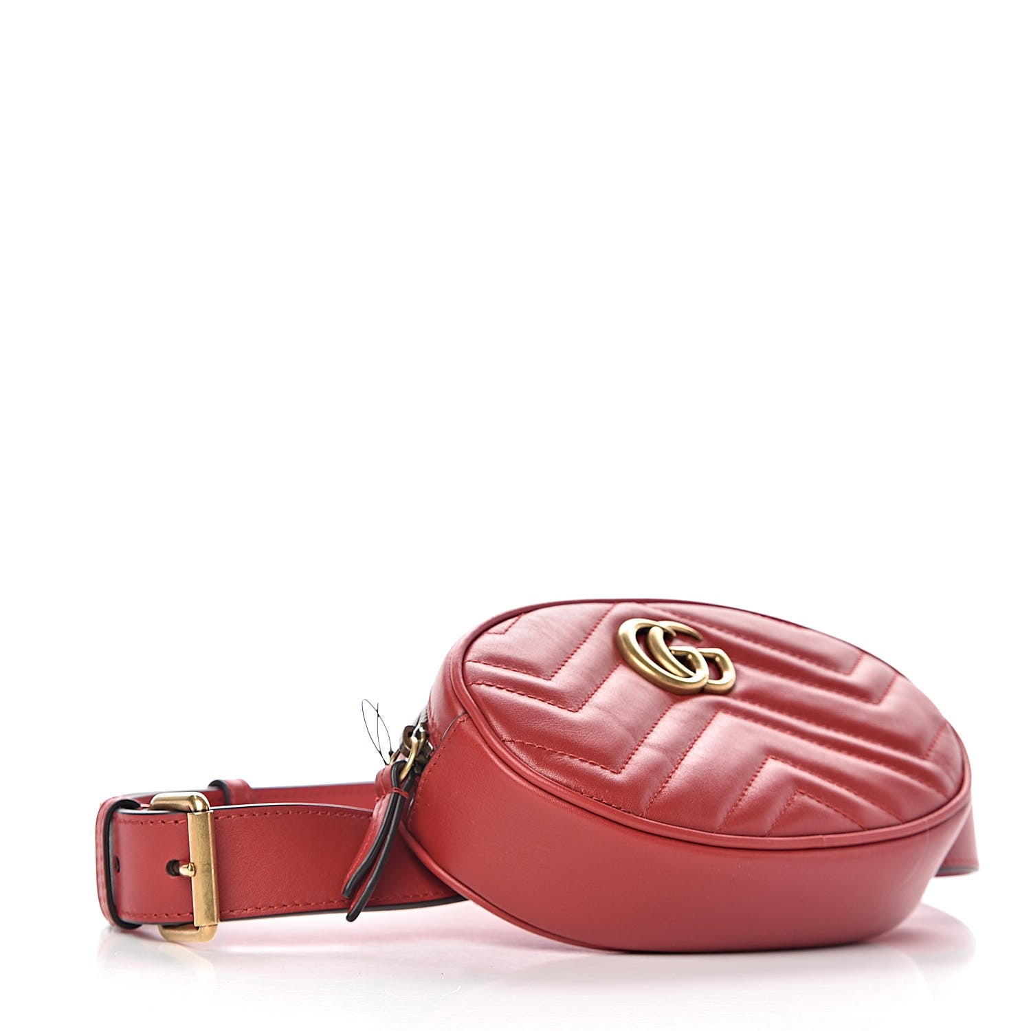 Gucci Calfskin Matelasse GG Marmont Belt Bag 85 34 Hibiscus Red 4 of 10