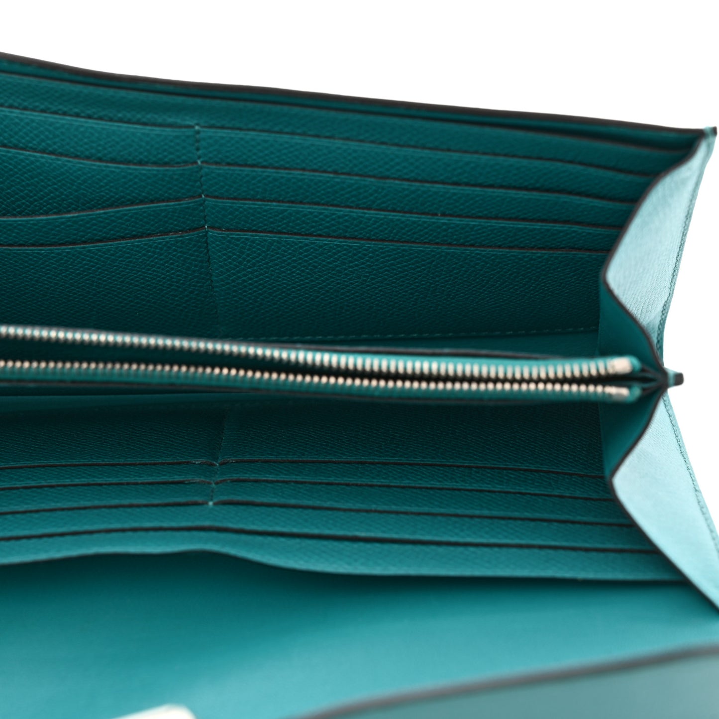 Epsom Enamel Constance Long Wallet Bleu Paon