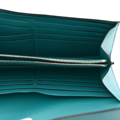 Hermes Epsom Enamel Constance Long Wallet Bleu Paon 5 of 6