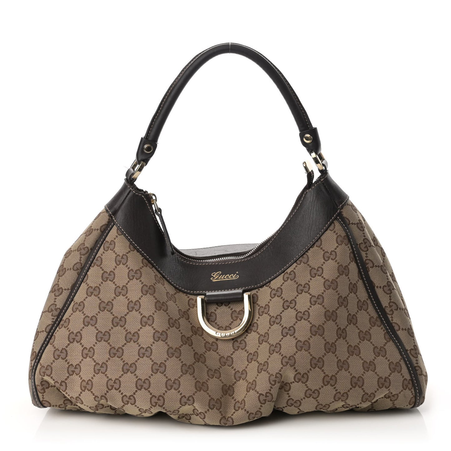 Monogram Medium D Gold Ring Hobo Dark Brown