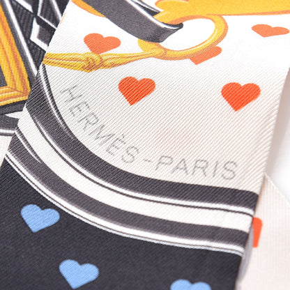 Hermes Silk Brides de Gala Love Twilly Creme Vieil Or Black 5 of 6