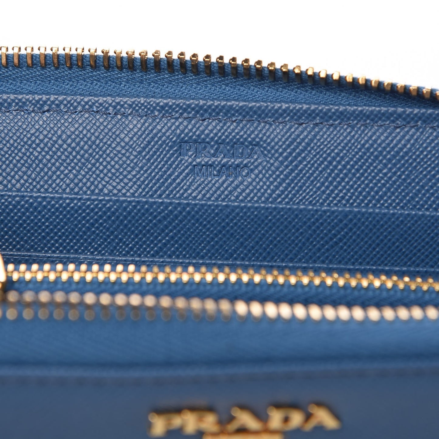 Saffiano Metal Zip Around Wallet Cobalto