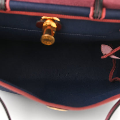 Hermes Toile Militaire Vache Hunter Herbag Zip Retourne 31 PM Rouge Sellier Bleu Marine 6 of 12
