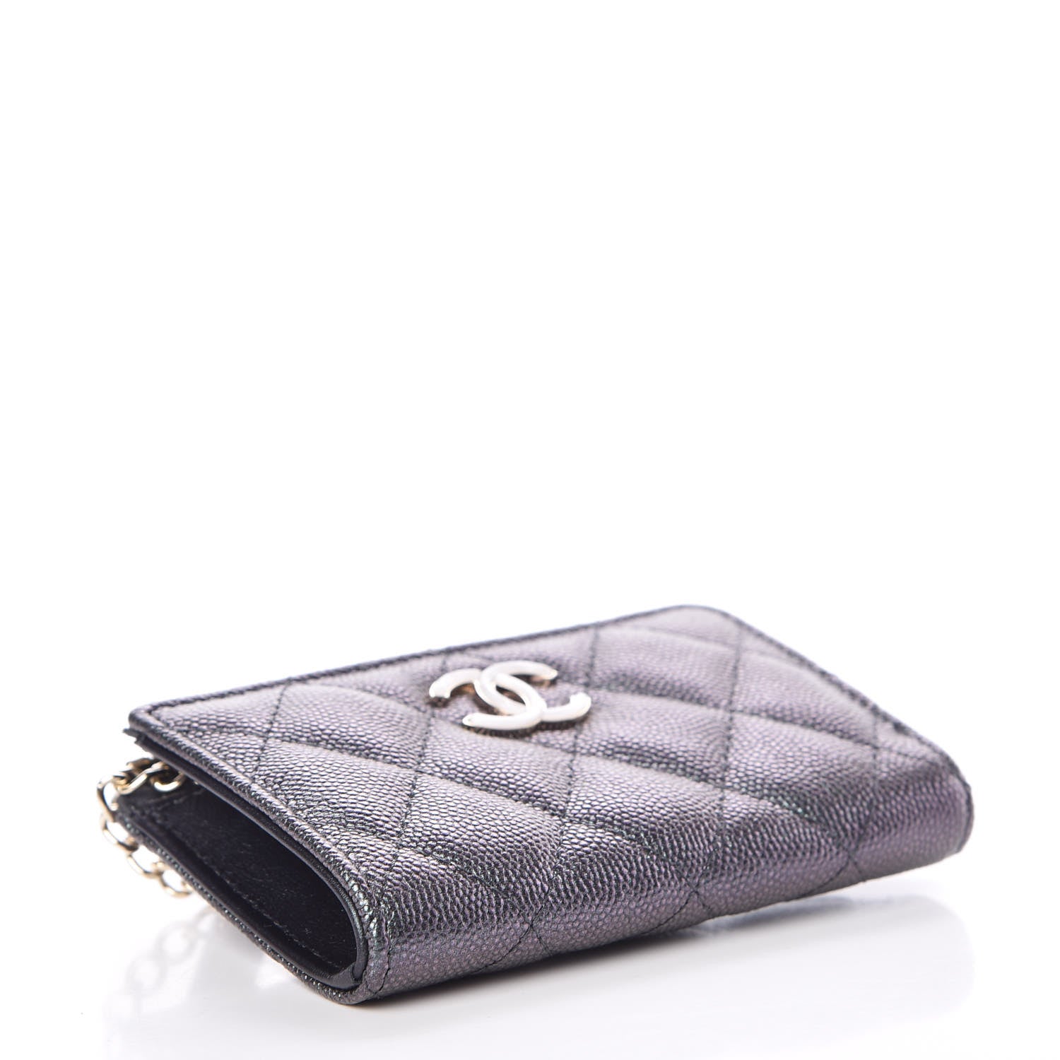 Chanel Iridescent Caviar Quilted Zipped Key Holder Case Black 4 of 8
