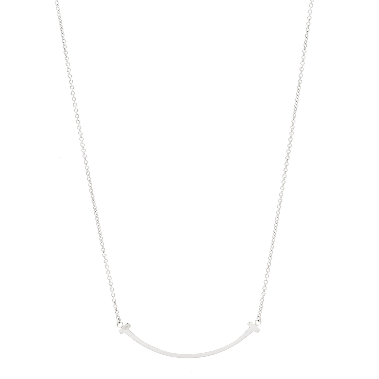 Sterling Silver Small T Smile Pendant Necklace