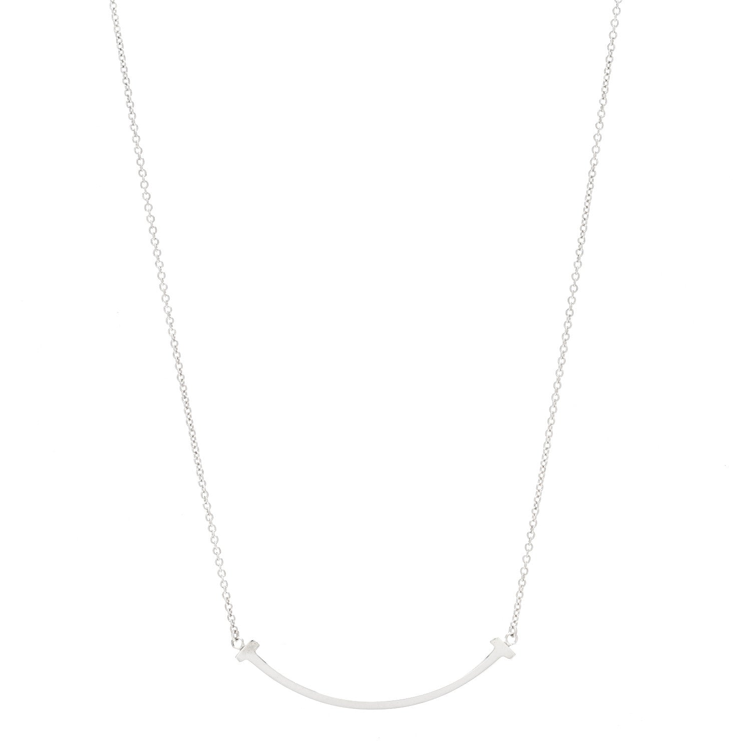Tiffany Sterling Silver Small T Smile Pendant Necklace 1 of 6