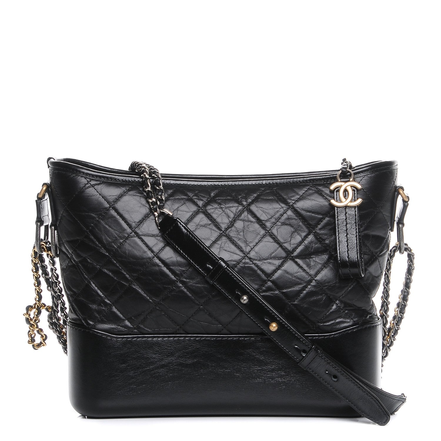 Chanel Aged Calfskin Quilted Medium Gabrielle Hobo Black 1 of 10