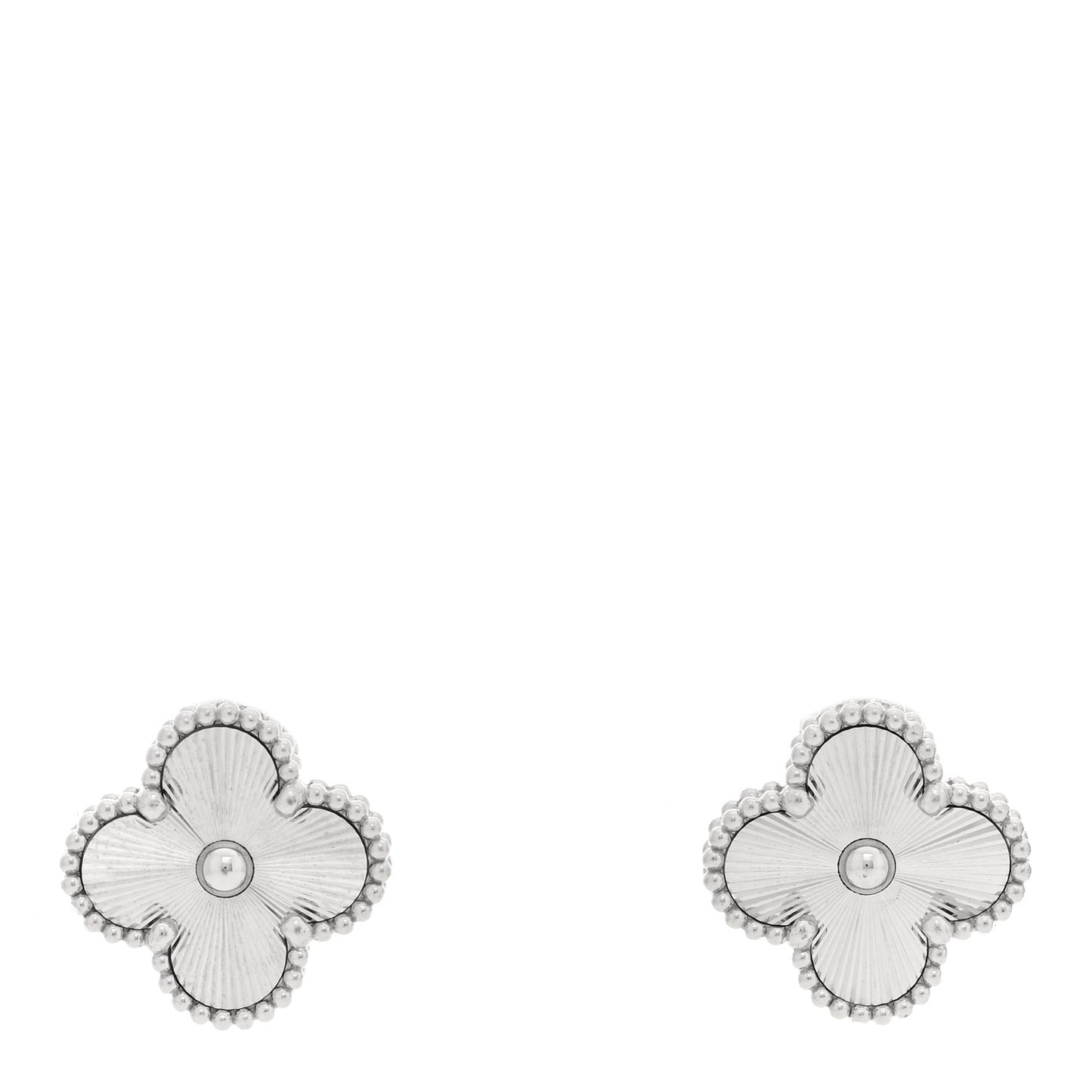 18K White Gold Guilloche Vintage Alhambra Earrings
