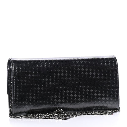 Christian Dior Metallic Patent Micro-Cannage Lady Dior Croisiere Chain Wallet Black 2 of 4