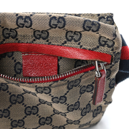 Gucci GG Monogram Web Double Pocket Belt Bag Navy Red 7 of 10