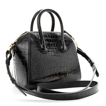 Givenchy Calfskin Crocodile Embossed Mini Antigona Black 3 of 12