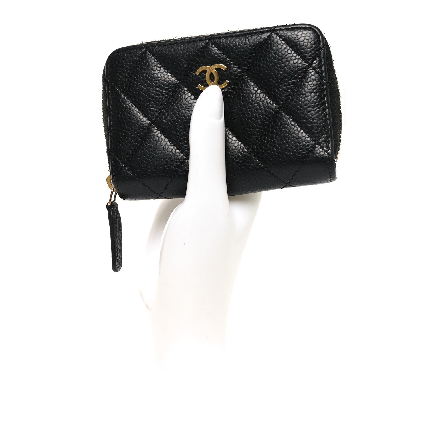 Chanel Caviar Quilted Zip Coin Purse Black 2 of 8