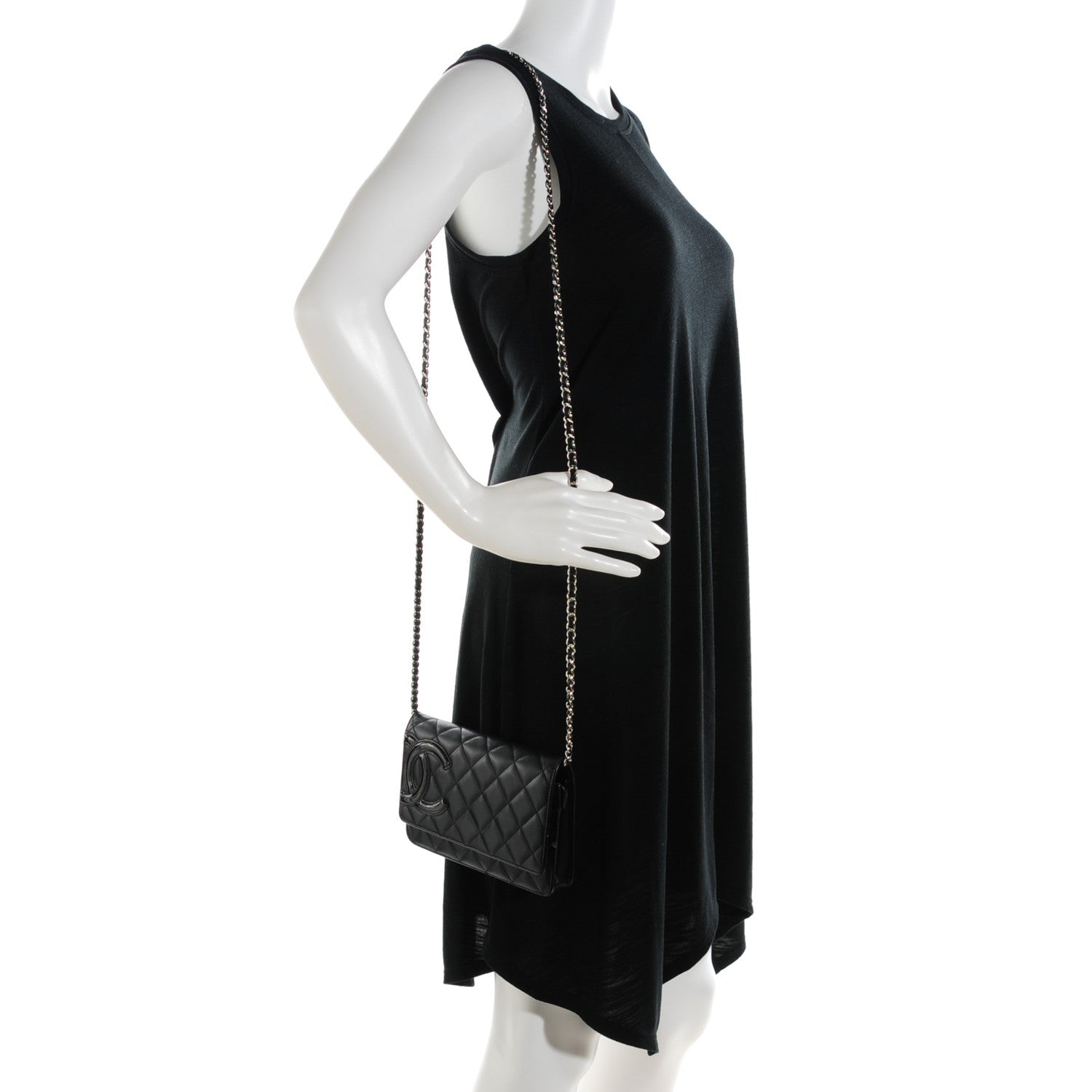 Chanel Calfskin Quilted Cambon Wallet On Chain WOC Black 2 of 9