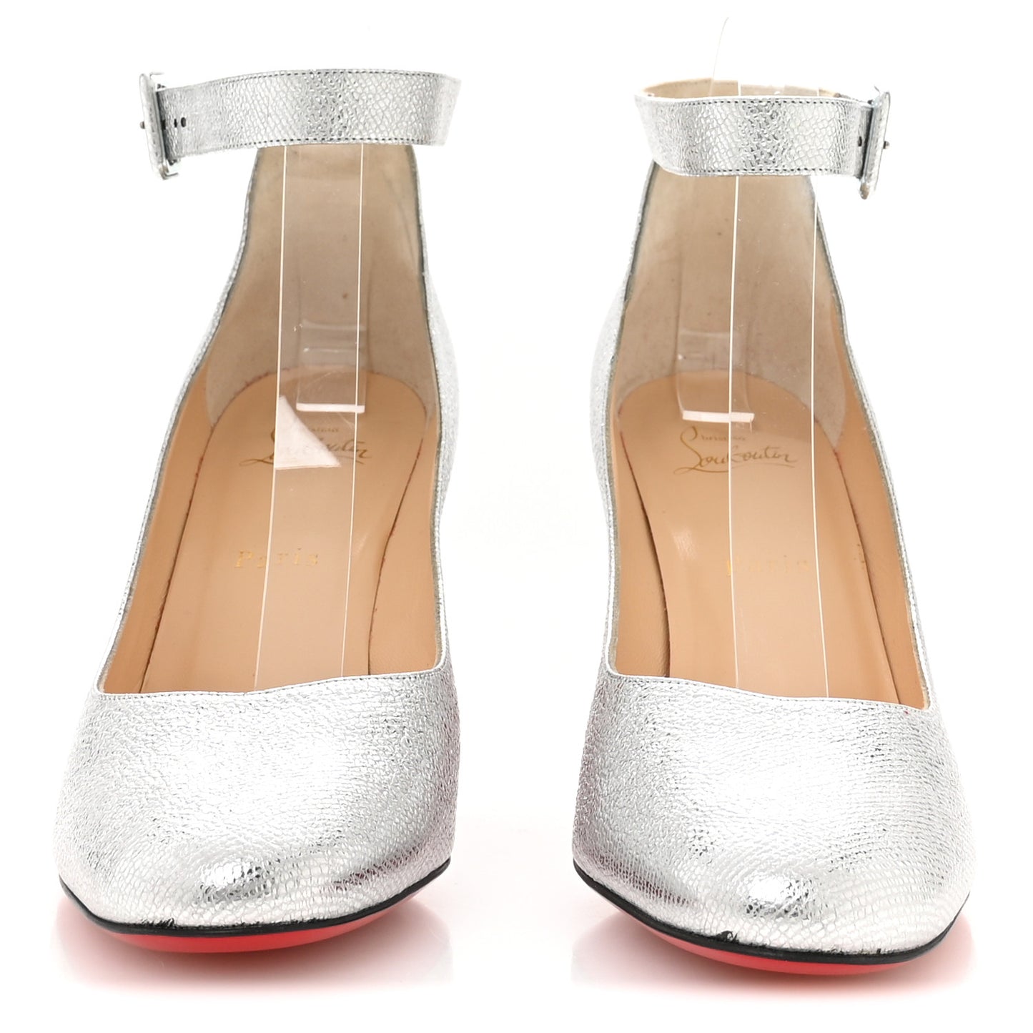 Metallic Textured Calfskin Soval 85 Pumps 40 Silver