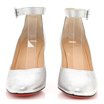 Christian Louboutin Metallic Textured Calfskin Soval 85 Pumps 40 Silver 3 of 8