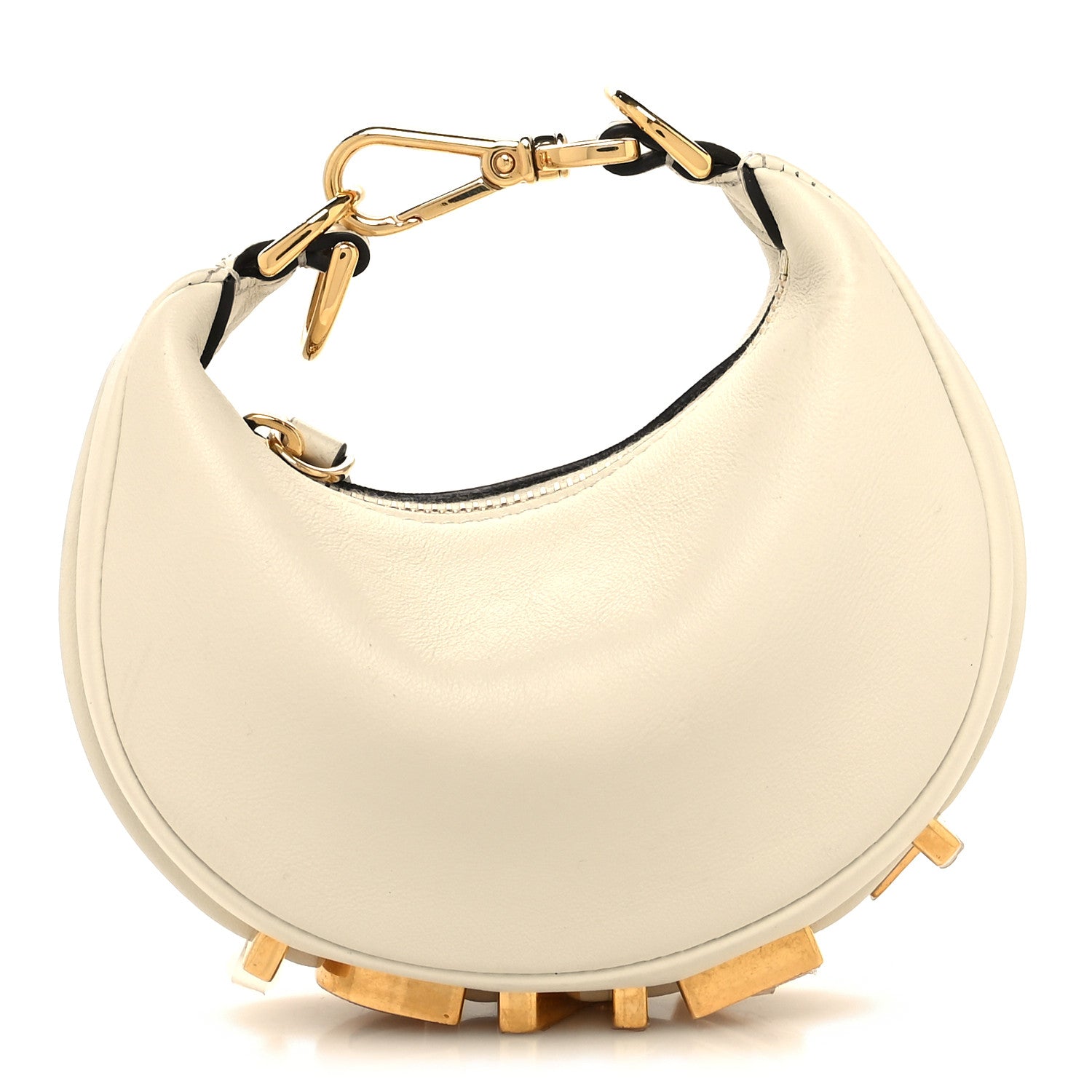 Fendi Vitello Grace Matte Nano Fendigraphy Hobo Charm White Ice 1 of 11