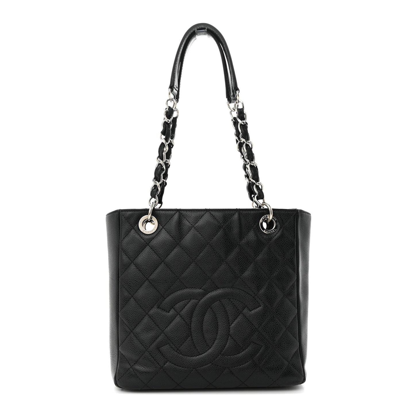 Caviar Quilted Petit Shopping Tote PST Black