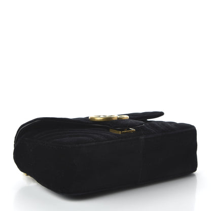 Gucci Velvet Matelasse Mini GG Marmont Shoulder Bag Black 4 of 10