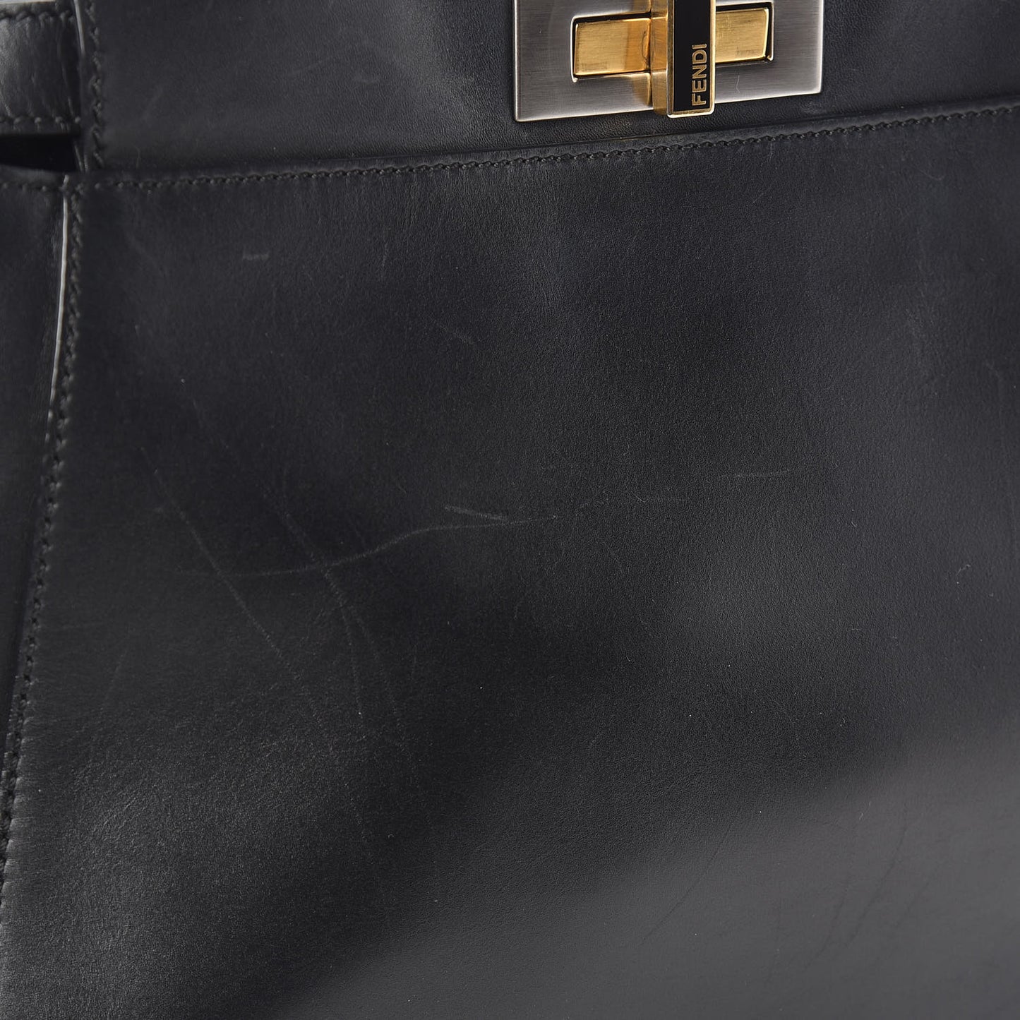 Vitello Suede Medium Peekaboo Iconic Satchel Black