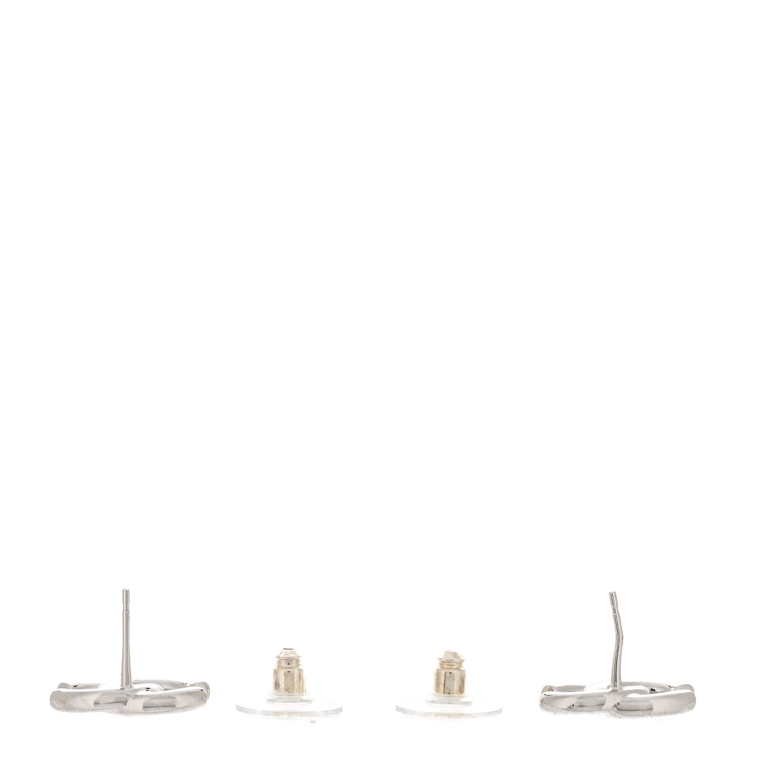 Chanel Metal CC Earrings Silver Silver 3 of 5