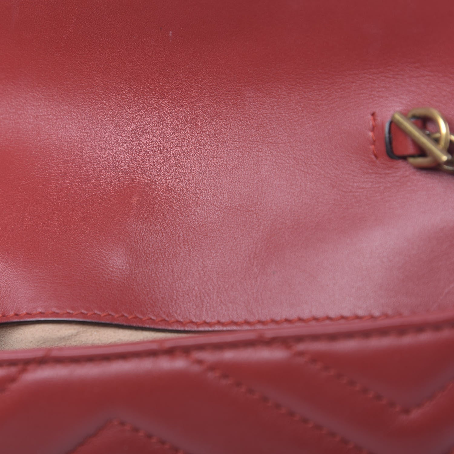 Gucci Calfskin Matelasse Super Mini GG Marmont Shoulder Bag Hibiscus Red 11 of 12