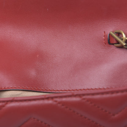 Gucci Calfskin Matelasse Super Mini GG Marmont Shoulder Bag Hibiscus Red 11 of 12
